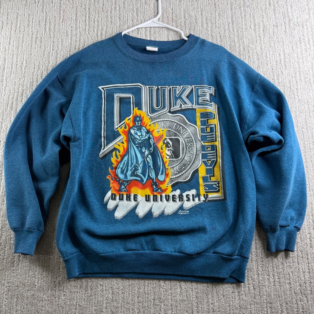 Vintage Duke Blue Devils Sweatshirt Mens Large Blue Capitol Graphics Made in USA
